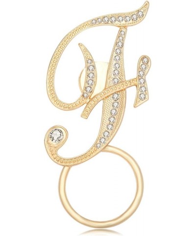 Crystal Initial Letter Magnetic Eyeglass Holder Brooch F gold-plated-base $12.80 Brooches & Pins