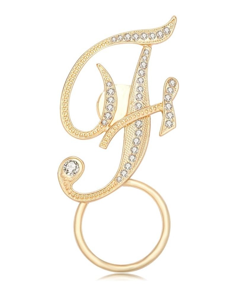 Crystal Initial Letter Magnetic Eyeglass Holder Brooch F gold-plated-base $12.80 Brooches & Pins