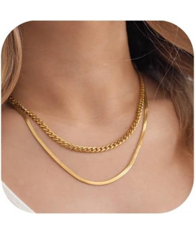 Gold Chain Necklaces for Women - 14k Gold Plated Chain Necklace Simple Layered Necklaces Cuban Paperclip Rope Chain Gold Chok...