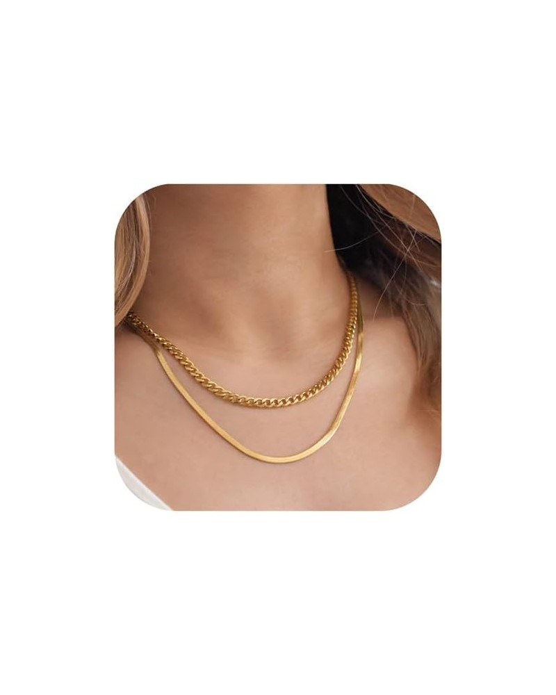 Gold Chain Necklaces for Women - 14k Gold Plated Chain Necklace Simple Layered Necklaces Cuban Paperclip Rope Chain Gold Chok...