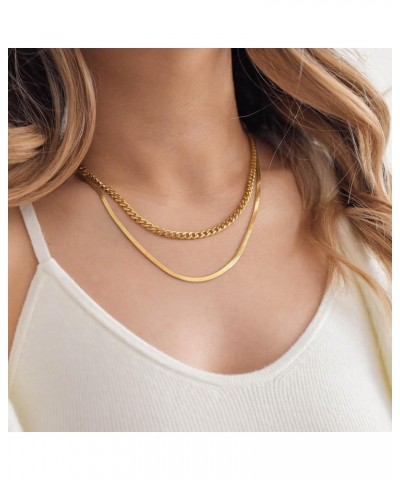 Gold Chain Necklaces for Women - 14k Gold Plated Chain Necklace Simple Layered Necklaces Cuban Paperclip Rope Chain Gold Chok...