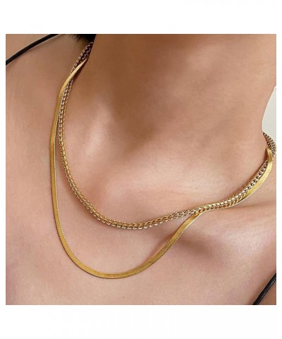 Gold Chain Necklaces for Women - 14k Gold Plated Chain Necklace Simple Layered Necklaces Cuban Paperclip Rope Chain Gold Chok...