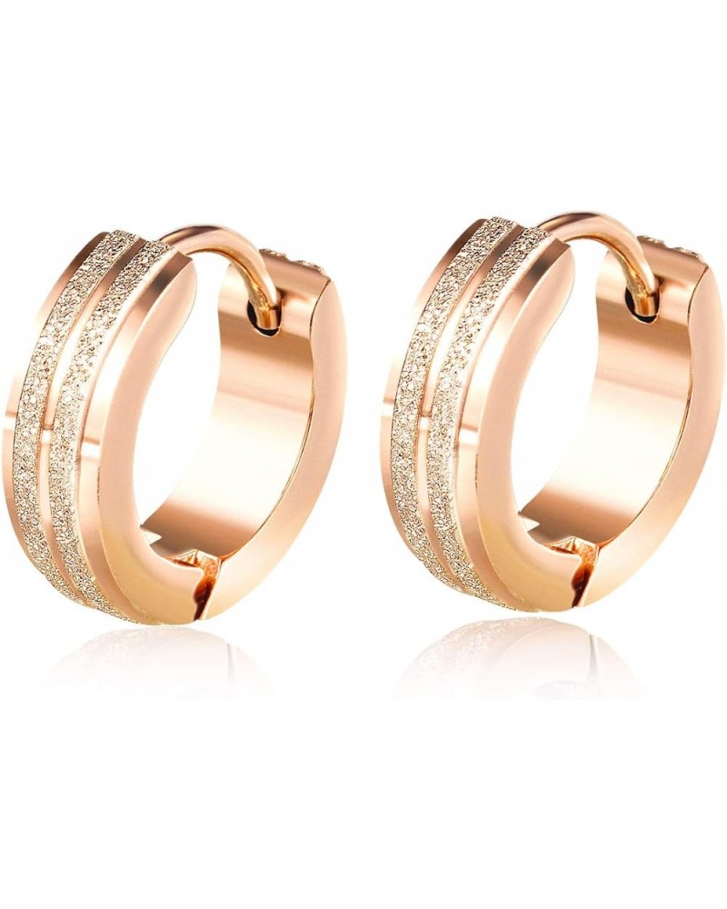 1-3 Pairs Rose Gold Plated Stainless Steel Small Hoop Earrings for Women Huggie Ear Piercing,13MM Style 3 $10.34 Earrings