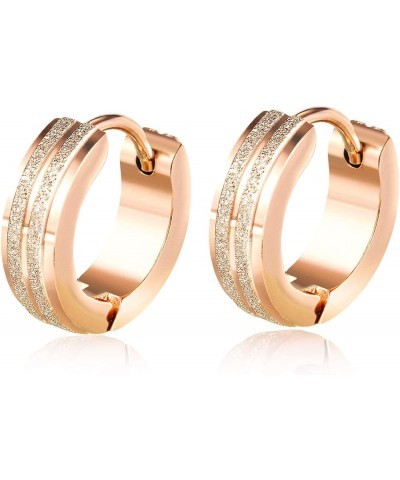 1-3 Pairs Rose Gold Plated Stainless Steel Small Hoop Earrings for Women Huggie Ear Piercing,13MM Style 3 $10.34 Earrings