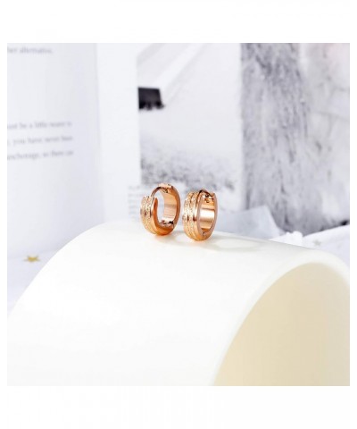 1-3 Pairs Rose Gold Plated Stainless Steel Small Hoop Earrings for Women Huggie Ear Piercing,13MM Style 3 $10.34 Earrings