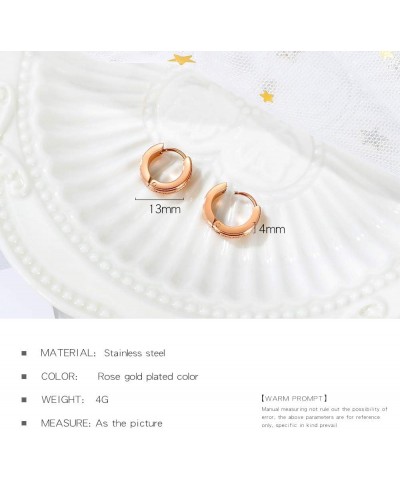 1-3 Pairs Rose Gold Plated Stainless Steel Small Hoop Earrings for Women Huggie Ear Piercing,13MM Style 3 $10.34 Earrings