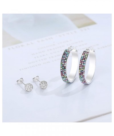 Silver Plated Crystal Hoop Earrings, Circle Hoop Earrings For Women Fashion Jewelry Mix earrings $8.99 Earrings