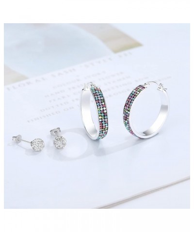 Silver Plated Crystal Hoop Earrings, Circle Hoop Earrings For Women Fashion Jewelry Mix earrings $8.99 Earrings