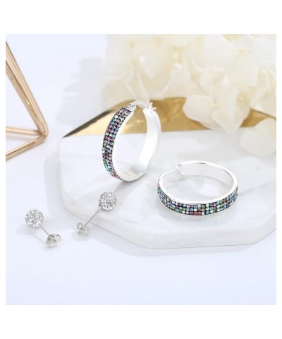 Silver Plated Crystal Hoop Earrings, Circle Hoop Earrings For Women Fashion Jewelry Mix earrings $8.99 Earrings