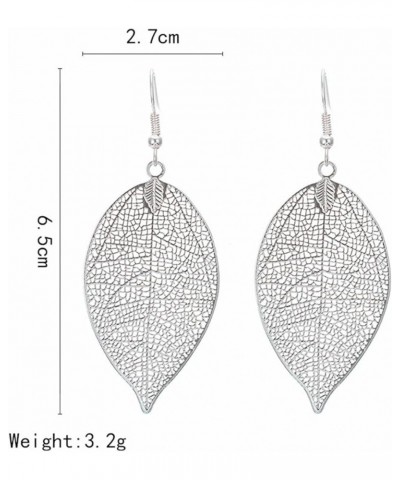 Filigree Leaf Long Pendant Earrings for Women Teen Girls Gold Silver Plated Vintage Simple Black Hollow Out Tiered Tree Leave...