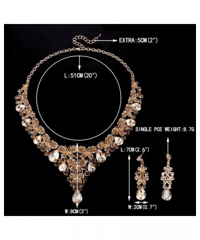 Rhinestone Crystal Enamel Party Butterfly Teardrop Necklace Earrings Set Brown Gold-Tone $12.74 Jewelry Sets