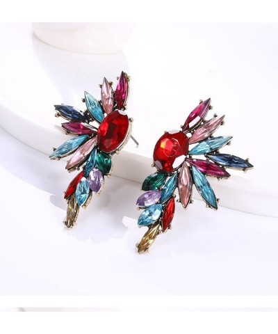 Vintage Rhinestone Statement Earrings Colorful Retro Fancy Cluster Crystal Drop Dangle Earrings Elegant Stud Earring Sparkly ...