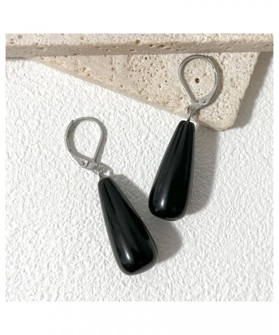 Geometry Gemstone Drop Earrings for Women Girls A9_Obsidian $7.79 Earrings