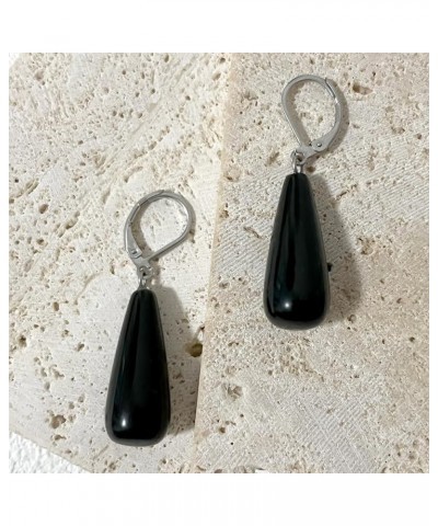 Geometry Gemstone Drop Earrings for Women Girls A9_Obsidian $7.79 Earrings