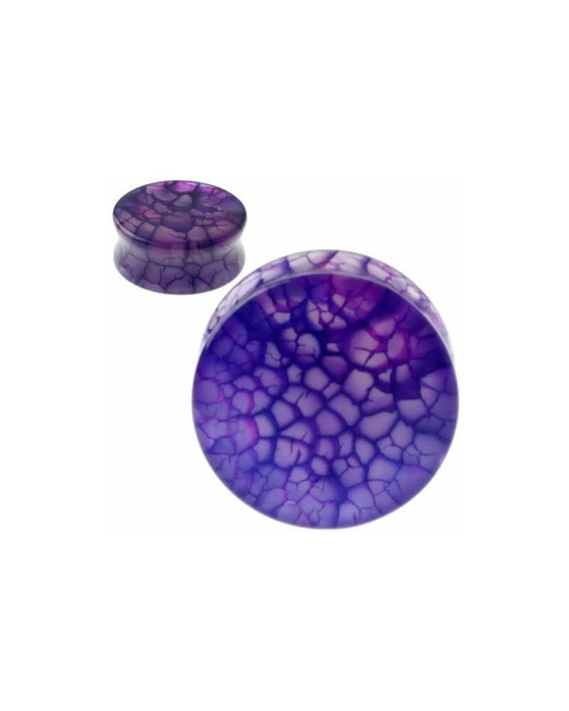 Pairs of Purple Agate Dragon Vein Stone Double Flare Plugs Ears Gauge 2 ga to 1 inch E598 1/2 Inch(12mm) $13.33 Body Jewelry