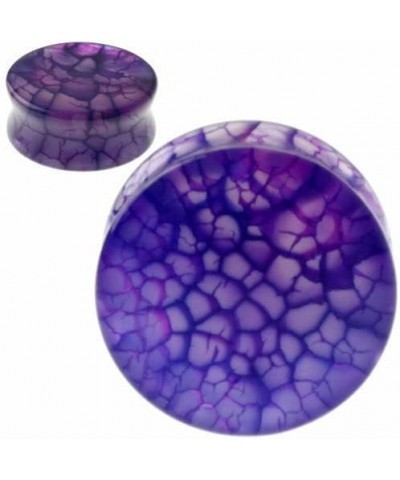 Pairs of Purple Agate Dragon Vein Stone Double Flare Plugs Ears Gauge 2 ga to 1 inch E598 1/2 Inch(12mm) $13.33 Body Jewelry