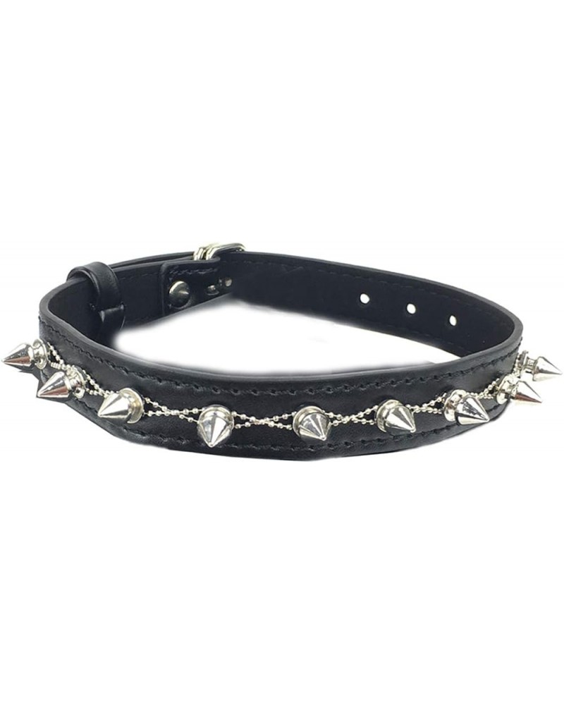 Premium Handmade Leather Chain Rivet Choker Collar Necklace for Men and Women A $12.38 Necklaces