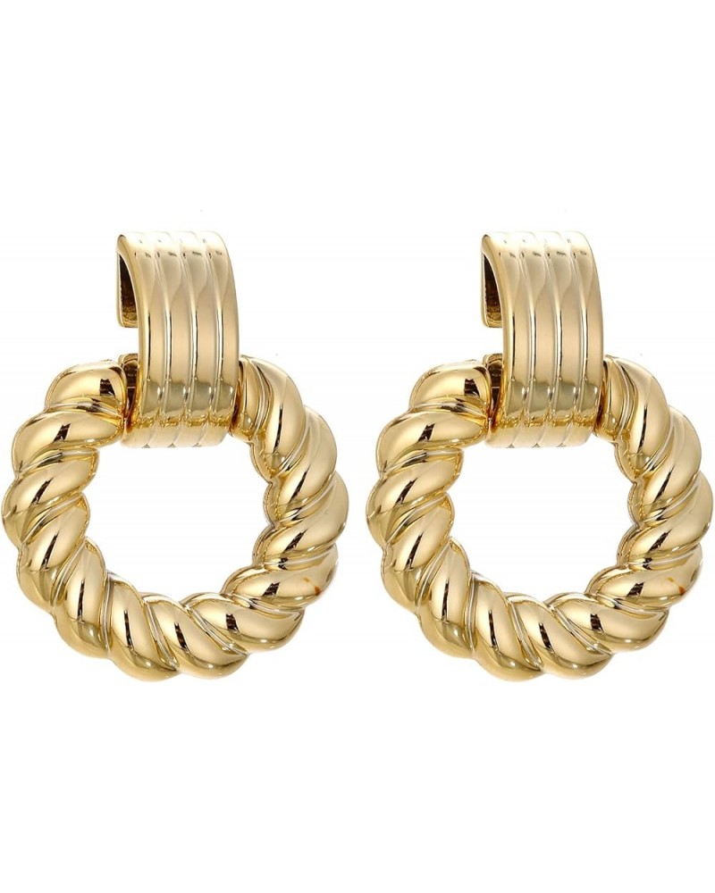 Rectangle Earrings for Women, Acrylic Square Earrings Twisted Geometric Statement Earrings Gold Round $8.39 Earrings