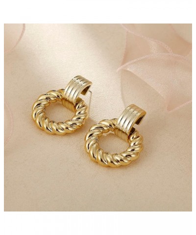 Rectangle Earrings for Women, Acrylic Square Earrings Twisted Geometric Statement Earrings Gold Round $8.39 Earrings