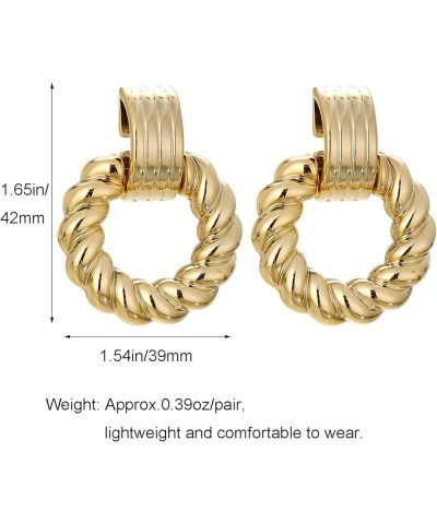 Rectangle Earrings for Women, Acrylic Square Earrings Twisted Geometric Statement Earrings Gold Round $8.39 Earrings