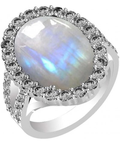 10.15Cts Oval Natural Gemstone Silver Plated Statement Cocktail Ring For Women, Jewelry Gift For Her Mom Wife Moonstone $11.9...