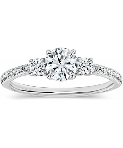 Round Lab Grown White Diamond Classic Three Stone Engagement Ring for Women in 925 Sterling Silver 8 0.50 Carat $93.06 Rings