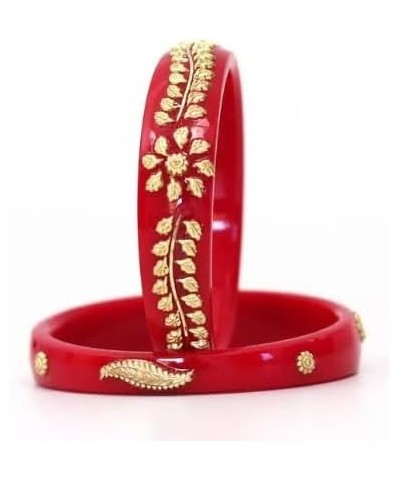 Meenakshi imitation Gold Plated Indian Traditional Red Shakha Pola Bangles Red 2.6 $14.70 Bracelets