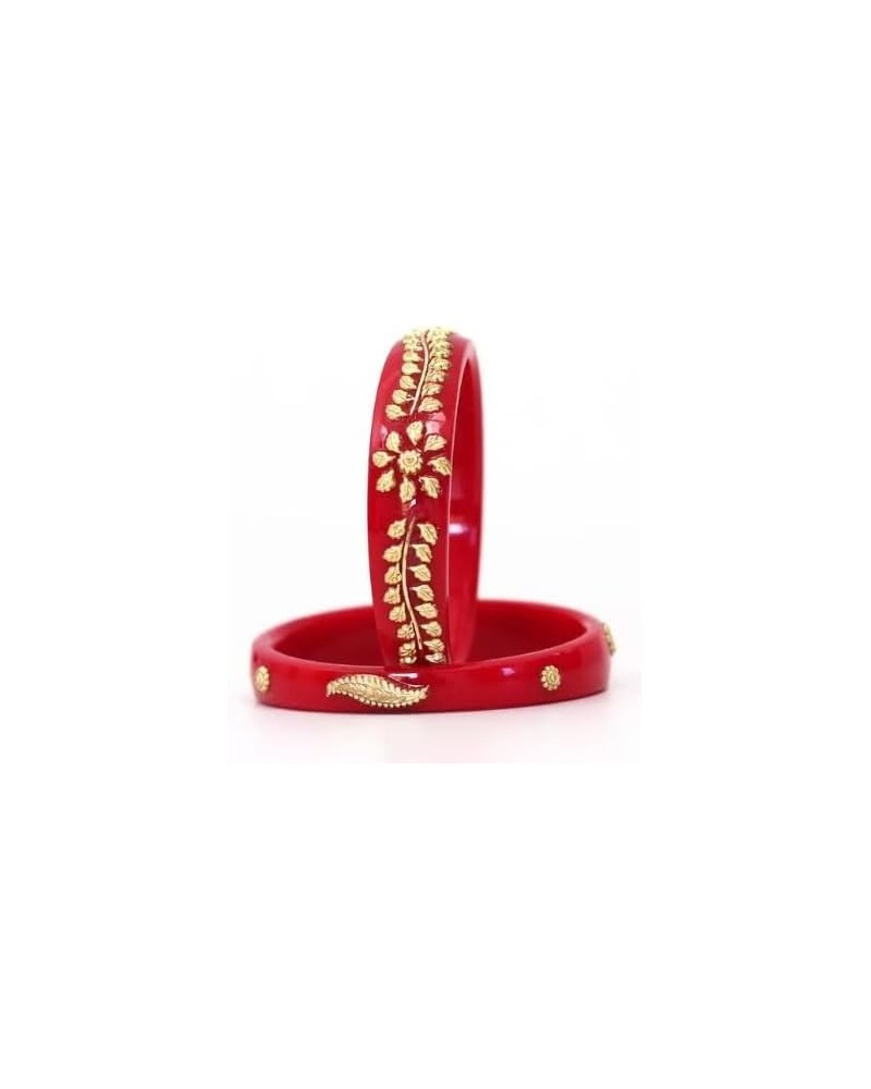 Meenakshi imitation Gold Plated Indian Traditional Red Shakha Pola Bangles Red 2.6 $14.70 Bracelets