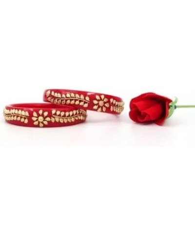 Meenakshi imitation Gold Plated Indian Traditional Red Shakha Pola Bangles Red 2.6 $14.70 Bracelets