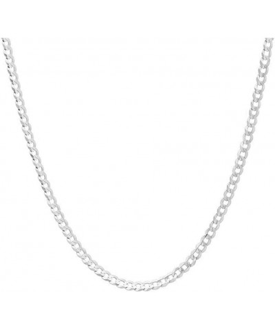 Authentic Sterling Silver 1.2mm 2mm 3mm 4mm Diamond-Cut Curb Chain Necklace Tarnish Resistant Hypoallergenic Nickel Free Wome...