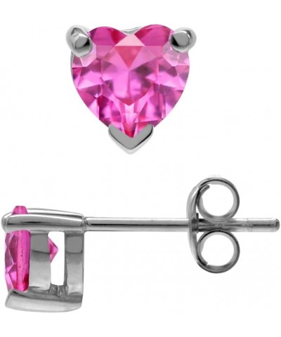 Petite 5mm Heart Shape 925 Sterling Silver Stud Earrings synthetic pink tourmaline $10.00 Earrings