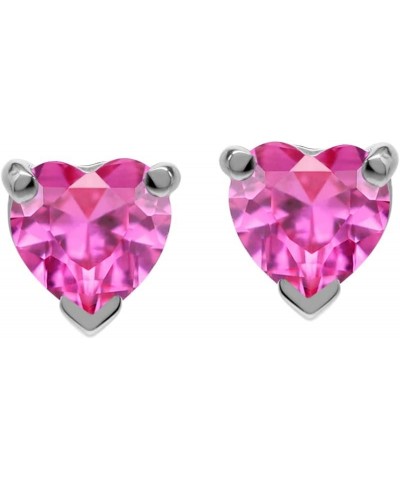 Petite 5mm Heart Shape 925 Sterling Silver Stud Earrings synthetic pink tourmaline $10.00 Earrings