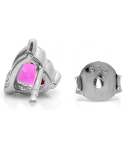 Petite 5mm Heart Shape 925 Sterling Silver Stud Earrings synthetic pink tourmaline $10.00 Earrings