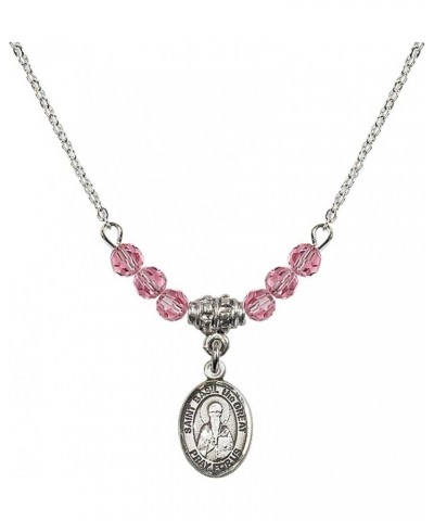 October Birth Month Bead Necklace with Catholic Patron Saint Petite Charm, 18 Inch Saint Basil the Great $44.05 Necklaces