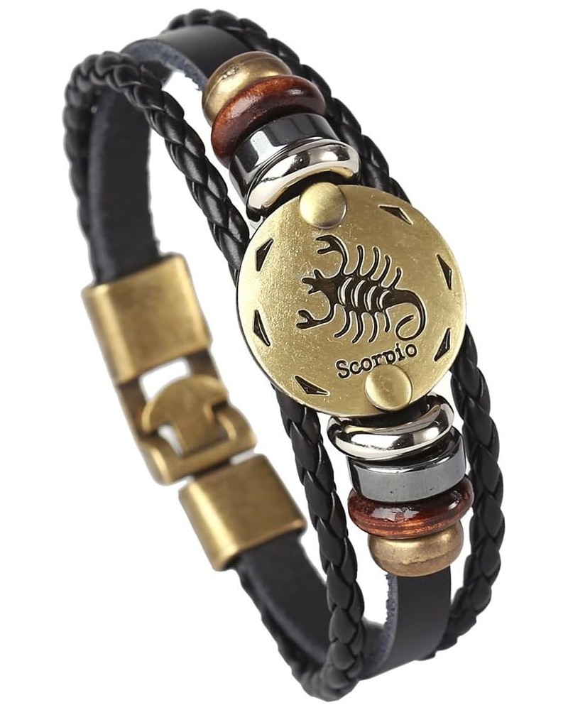 Punk Alloy Leather Bracelet For Constellation Braided Rope Bracelet Bangle Scorpio $7.64 Bracelets