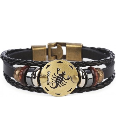 Punk Alloy Leather Bracelet For Constellation Braided Rope Bracelet Bangle Scorpio $7.64 Bracelets