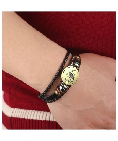 Punk Alloy Leather Bracelet For Constellation Braided Rope Bracelet Bangle Scorpio $7.64 Bracelets