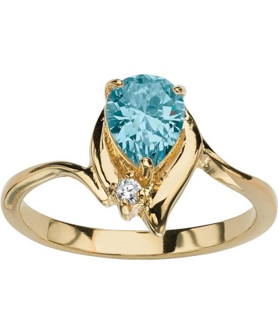 PalmBeach Gold-Plated or Silvertone Pear Cut Simulated Birthstone Ring 12-Sim. Blue-Topaz/14k Gold-Plated $23.19 Rings