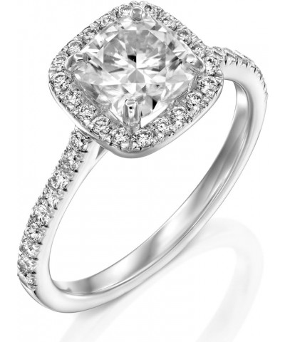 1.50-2.30 Cttw Cushion Cut Lab Grown Diamond and Moissanite Halo Engagement Ring 14k Yellow or White Gold (D-E/VS, D-E/VS) | ...