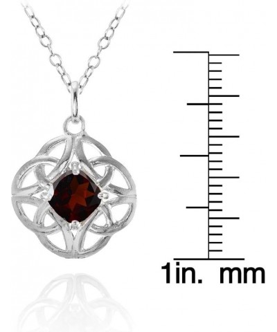 Sterling Silver Gemstone Celtic Filigree Cushion Cut Round Necklace Garnet $18.19 Necklaces