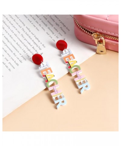 Teacher Earrings For Women Teacher Gifts Acrylic Book Earrings Cute Elephant Drop Dangle Earrings Back To school Gifts For Wo...