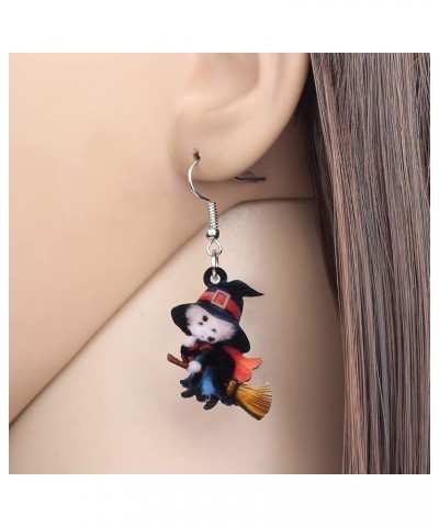 Cute Acrylic Halloween Witch Pumpkin Earrings Big Long Dangle Drop For Women Girl Festival Jewelry Gifts Charm Ebony $6.71 Ea...