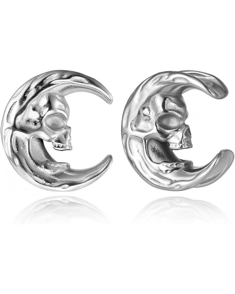 2 PCS Hypoallergenic 316 Stainless Steel 0G-1" Skull Saddle Ear Tunnels Plugs 316 Stainless Steel Vortex Ear Gauges Hypoaller...