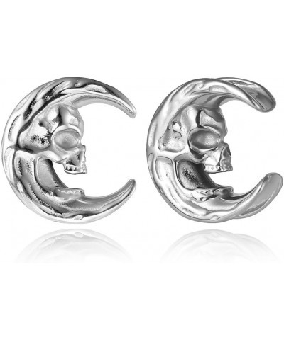 2 PCS Hypoallergenic 316 Stainless Steel 0G-1" Skull Saddle Ear Tunnels Plugs 316 Stainless Steel Vortex Ear Gauges Hypoaller...