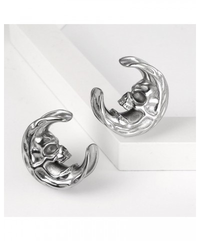 2 PCS Hypoallergenic 316 Stainless Steel 0G-1" Skull Saddle Ear Tunnels Plugs 316 Stainless Steel Vortex Ear Gauges Hypoaller...