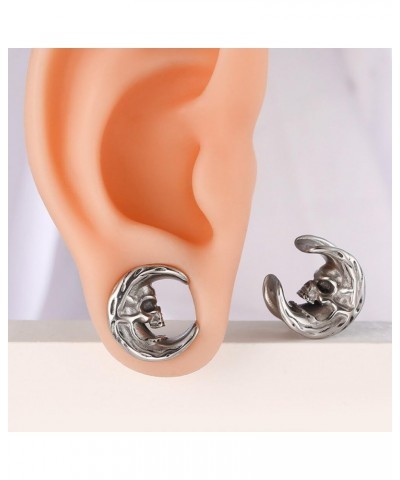 2 PCS Hypoallergenic 316 Stainless Steel 0G-1" Skull Saddle Ear Tunnels Plugs 316 Stainless Steel Vortex Ear Gauges Hypoaller...