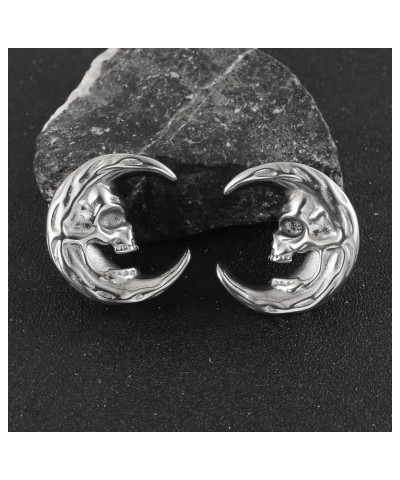 2 PCS Hypoallergenic 316 Stainless Steel 0G-1" Skull Saddle Ear Tunnels Plugs 316 Stainless Steel Vortex Ear Gauges Hypoaller...