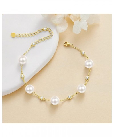 Pearl Bracelet S925 Sterling Silver Pearl Bracelets for Women Pearl Jewelry Gifts for Women Girls with Gift Box Gold $26.65 B...