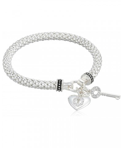 Women's Boxed Silver Heart Key Stretch Bracelet, Size: 0 $10.25 Bracelets