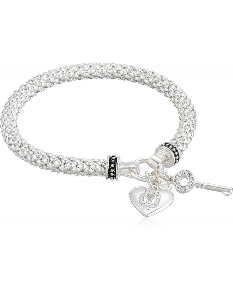 Women's Boxed Silver Heart Key Stretch Bracelet, Size: 0 $10.25 Bracelets